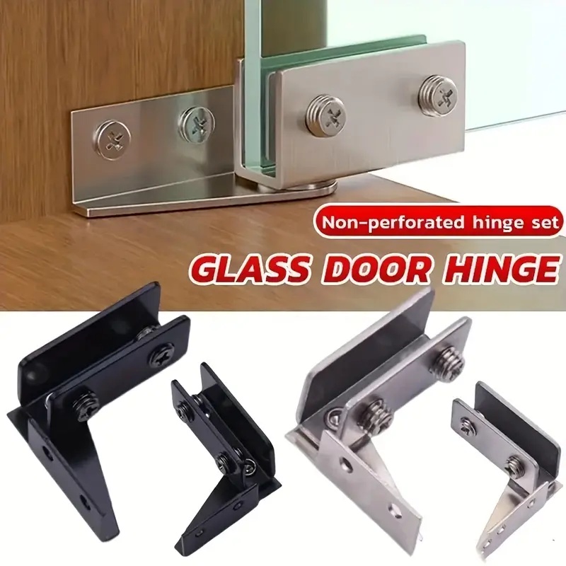 Furniture Hardware Display - 2pcs Non-Perforated Glass Door Hinges,Display Cabinet
